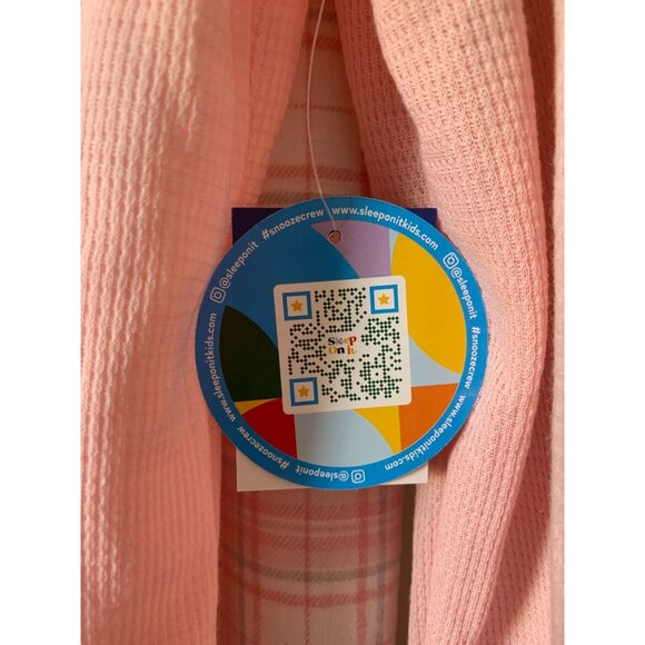 Girls Pink Thermal Pajama Set With Plaid Pants & Bow Accent - Picture 6 of 7